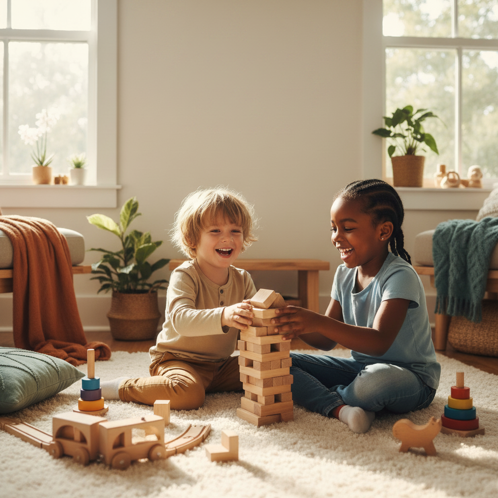 Gemütliche Szene spielender Kinder